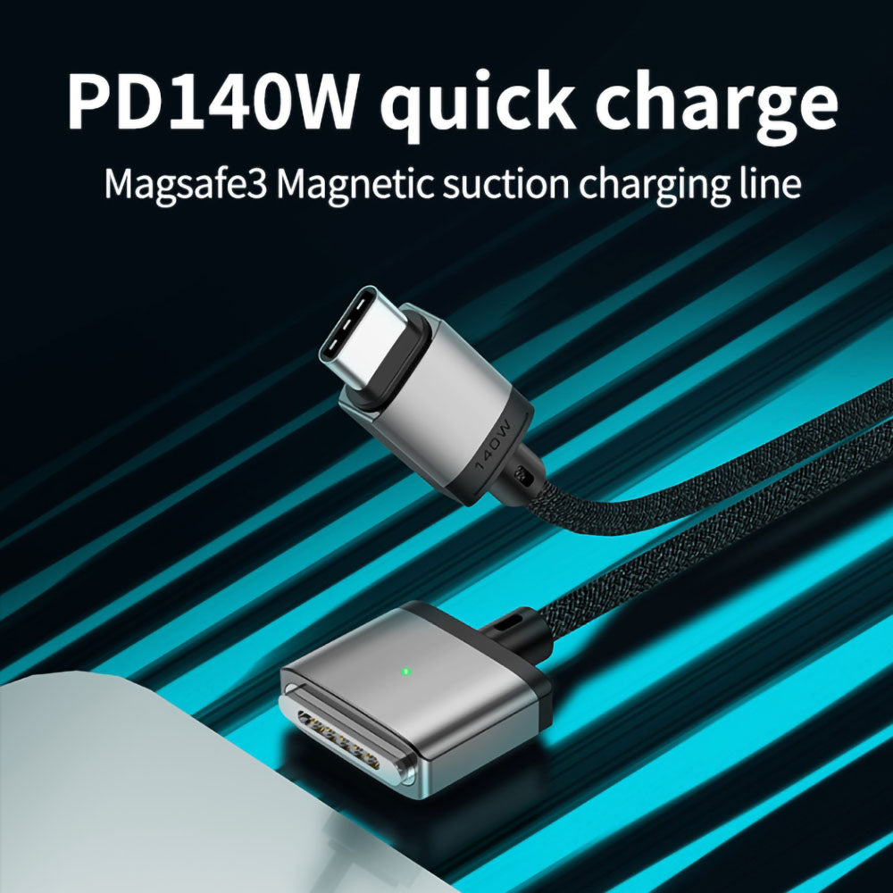 2m PD 140W Compatible with MagSafe 3 Nylon Braided USB-C to Magnetic Charging Cable for MacBook - Blue