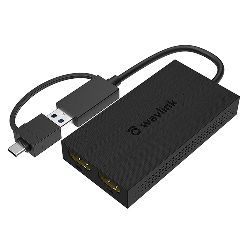 Uniqkart UG7602HC Portable USB3.0 / USB-C to Dual HD Display Adapter 4K Expansion Graphics Card Sync Screen Expander