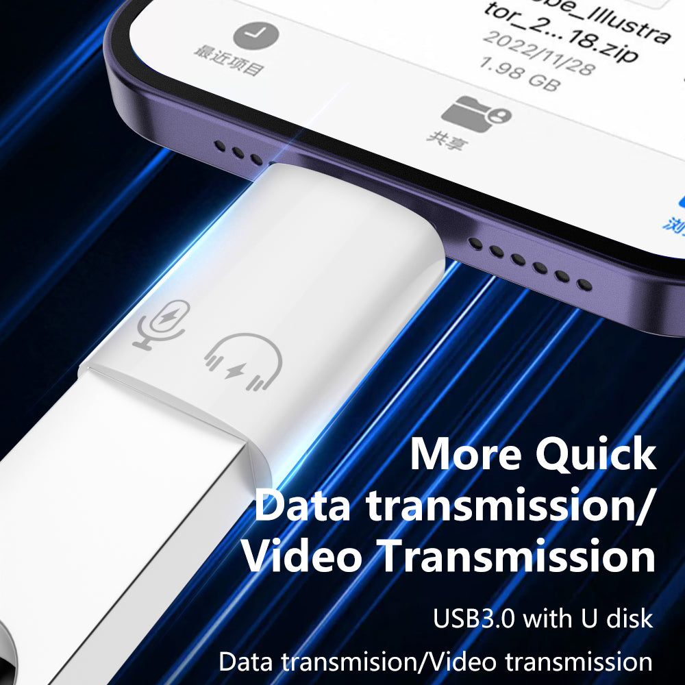 8 Pin Lightning Male to USB 3.0 Female Converter Data Transmission Aluminum Alloy OTG Adapter