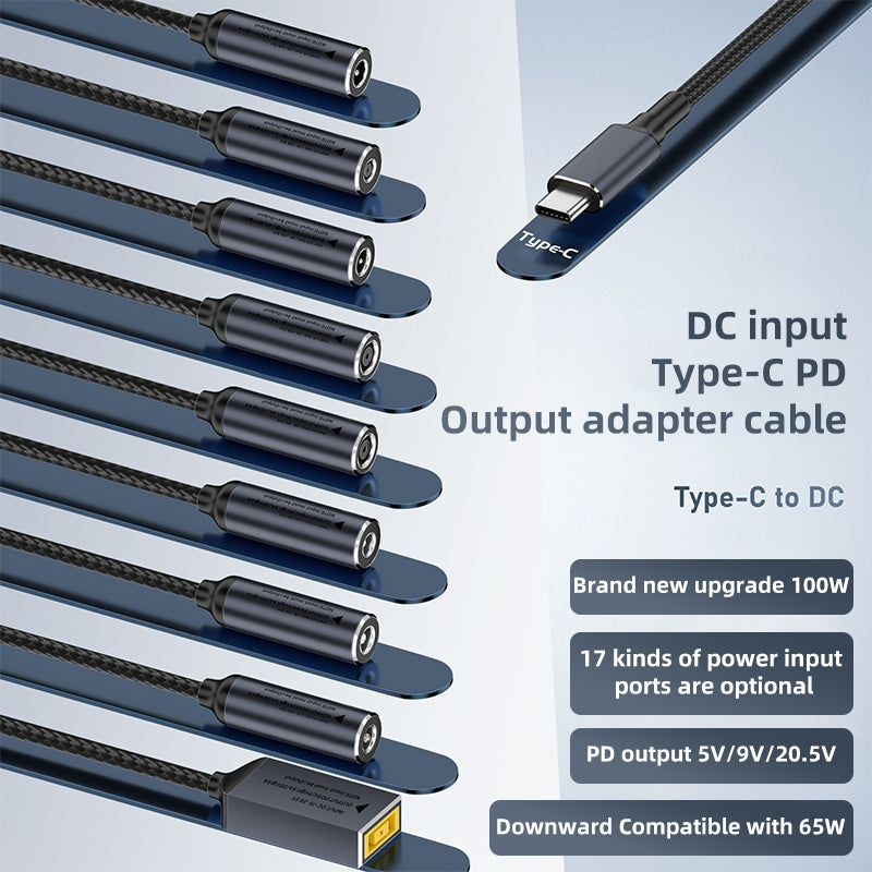 DC 4.5x0.6mm to Type-C Male Laptop Charging Cable PD 100W Charging Adapter Replacement