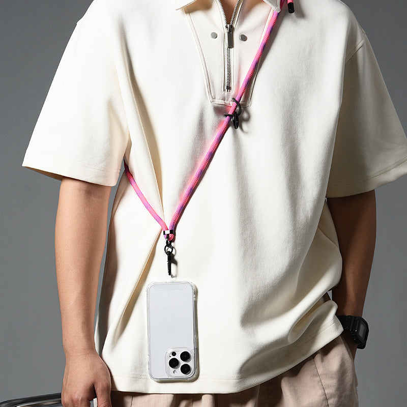 160cm Cell Phone Lanyard Crossbody Phone Neck Shoulder Strap Adjustable Polyester Rope with Patch - Blue Spots