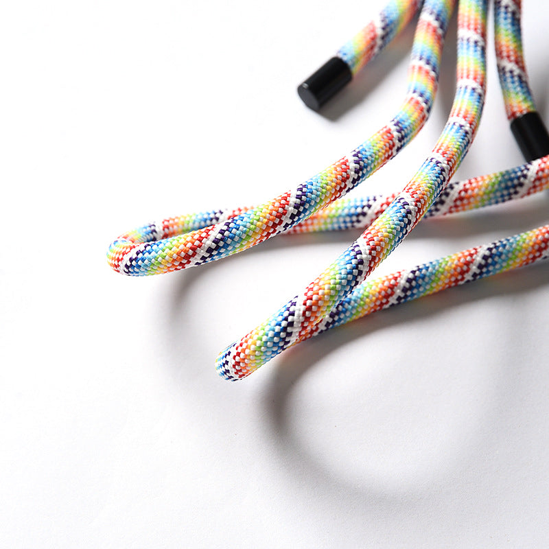 160cm Cell Phone Lanyard Crossbody Phone Neck Shoulder Strap Adjustable Polyester Rope with Patch - Black+White