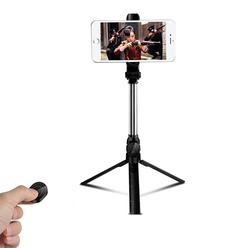 TX-10 Selfie Stick Tripod Extendable Bluetooth Selfie Stick with Remote Control - Black