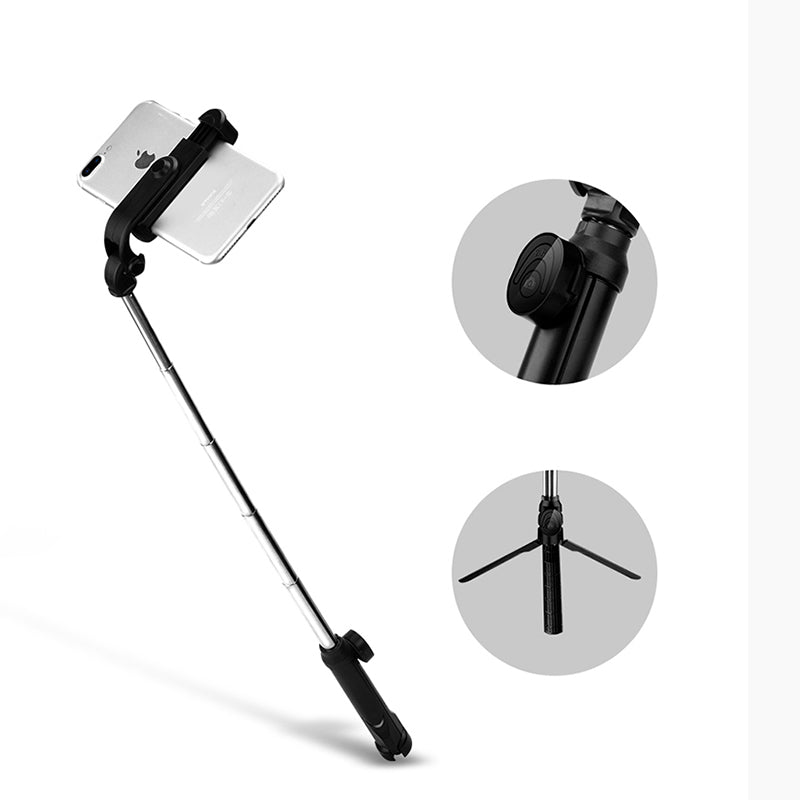 TX-10 Selfie Stick Tripod Extendable Bluetooth Selfie Stick with Remote Control - Black