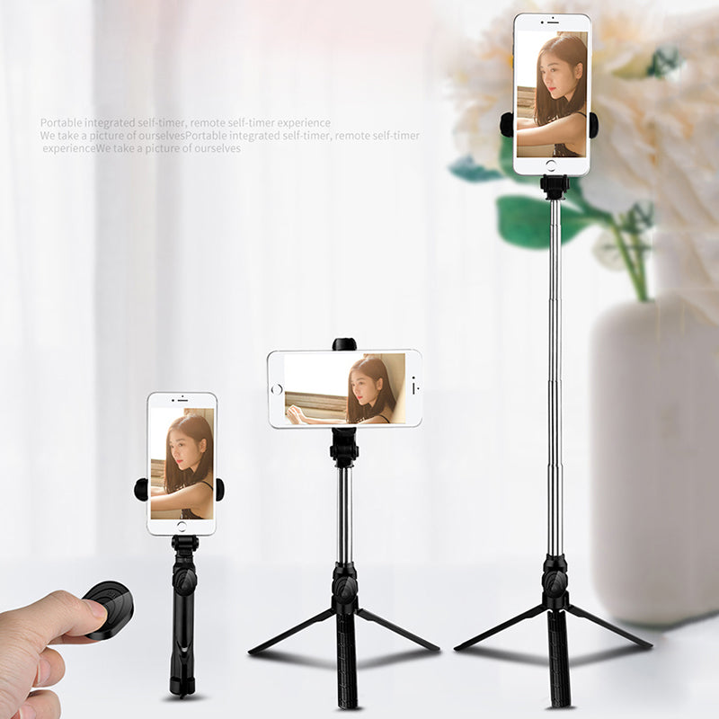 TX-10 Selfie Stick Tripod Extendable Bluetooth Selfie Stick with Remote Control - Black