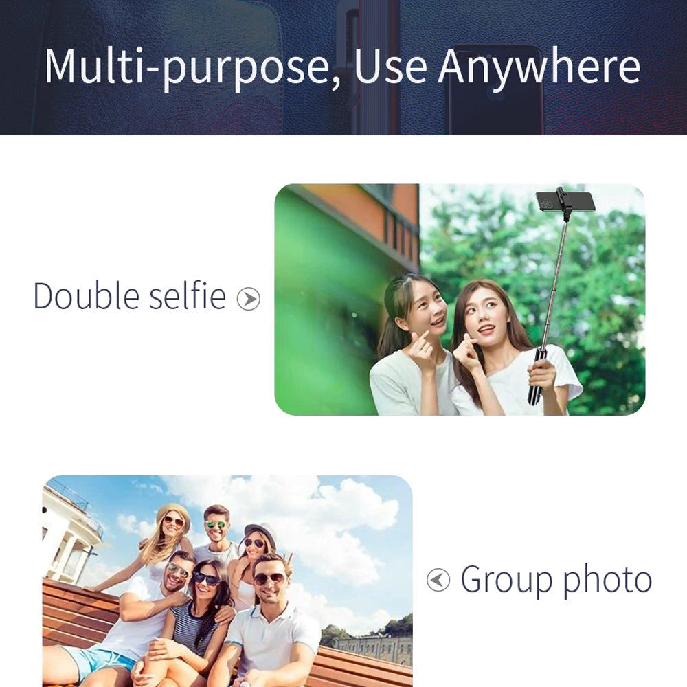 Essager Telescopic Selfie Stick Tripod with Bluetooth Remote Control for iPhone Samsung Huawei - Red