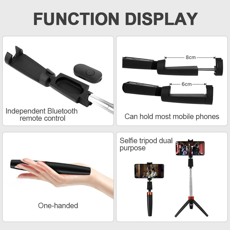 Y9 Self Timer Selfie Stick Remote Control Mobile Phone Universal Timer with Tripod Stand - Black