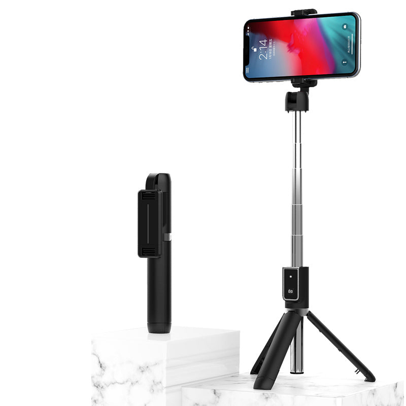 P50 Portable Bluetooth Mobile Phone Selfie Stick Monopod Rotation Extendable Tripod - Black