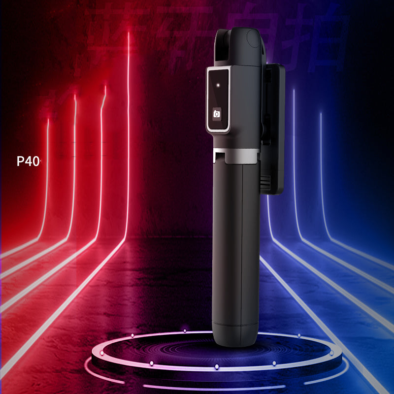 P40 360 Degree Rotation Extendable Tripod Portable Bluetooth Mobile Phone Selfie Stick Monopod - Black