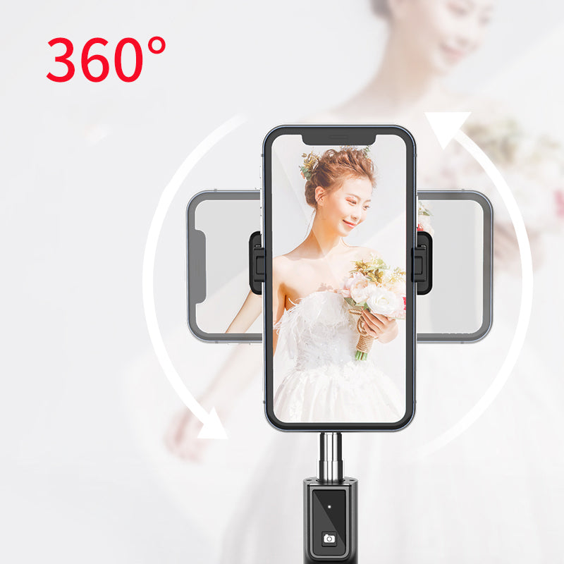 P40 360 Degree Rotation Extendable Tripod Portable Bluetooth Mobile Phone Selfie Stick Monopod - Black