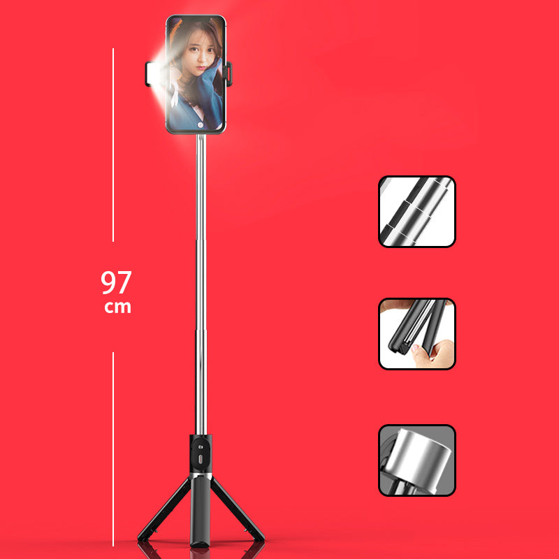 P60D Extendable Tripod 360 Degree Rotation Portable Bluetooth Mobile Phone Selfie Stick Monopod - Black