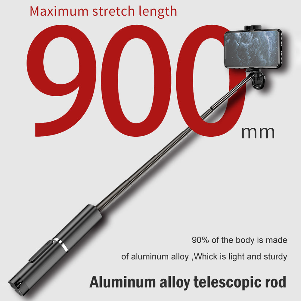 H1 Portable Bluetooth Mobile Phone Selfie Stick Extendable Tripod - Black