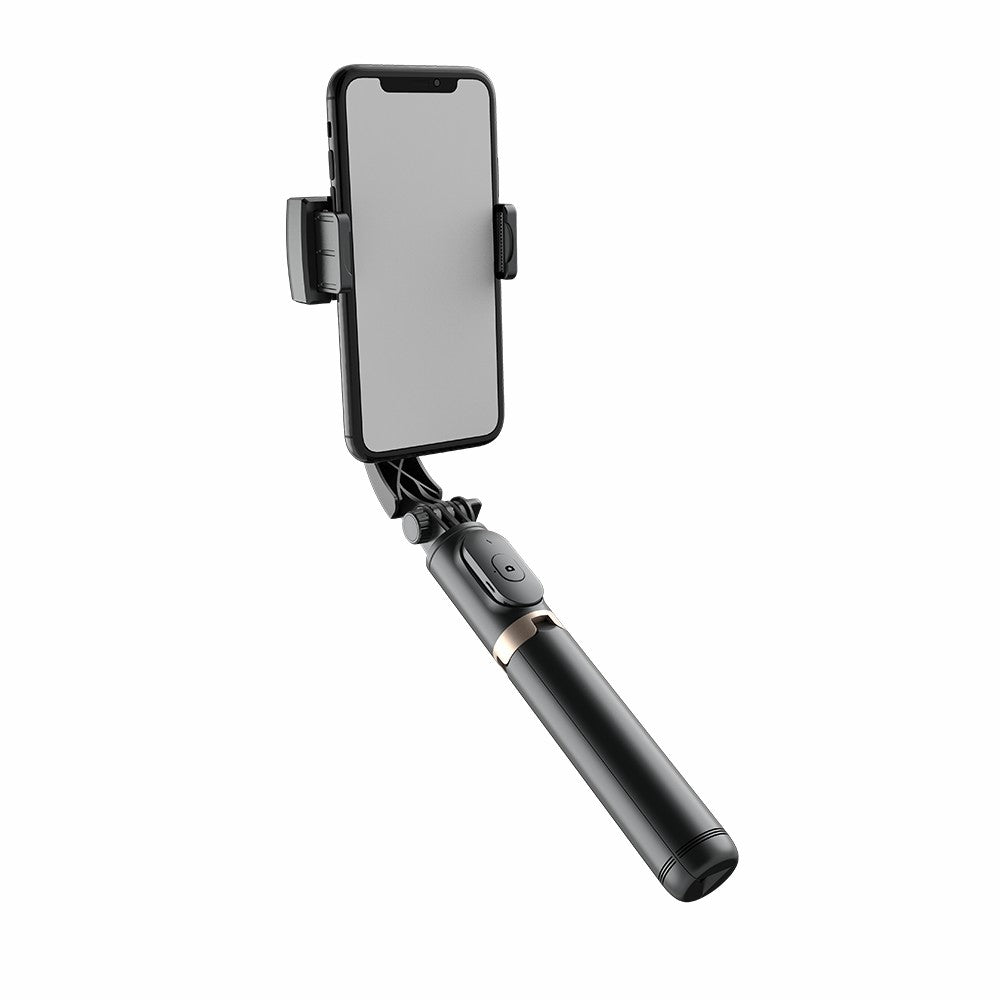 Q08 450mAh Anti-Shake 360-Degree Gimbal Tripod Bluetooth Selfie Stick Aluminum Alloy Pole - Black