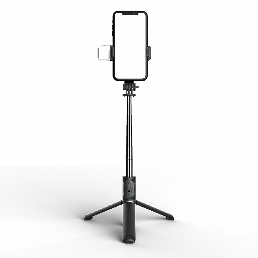 Q02s 1045mm Rod LED Light Bluetooth Tripod Selfie Stick - Black