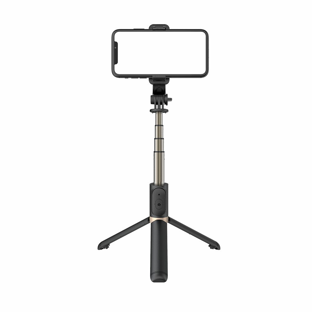 Q03 Retractable Aluminium Alloy Rod Stabilizer Tripod Bluetooth Selfie Stick - Black