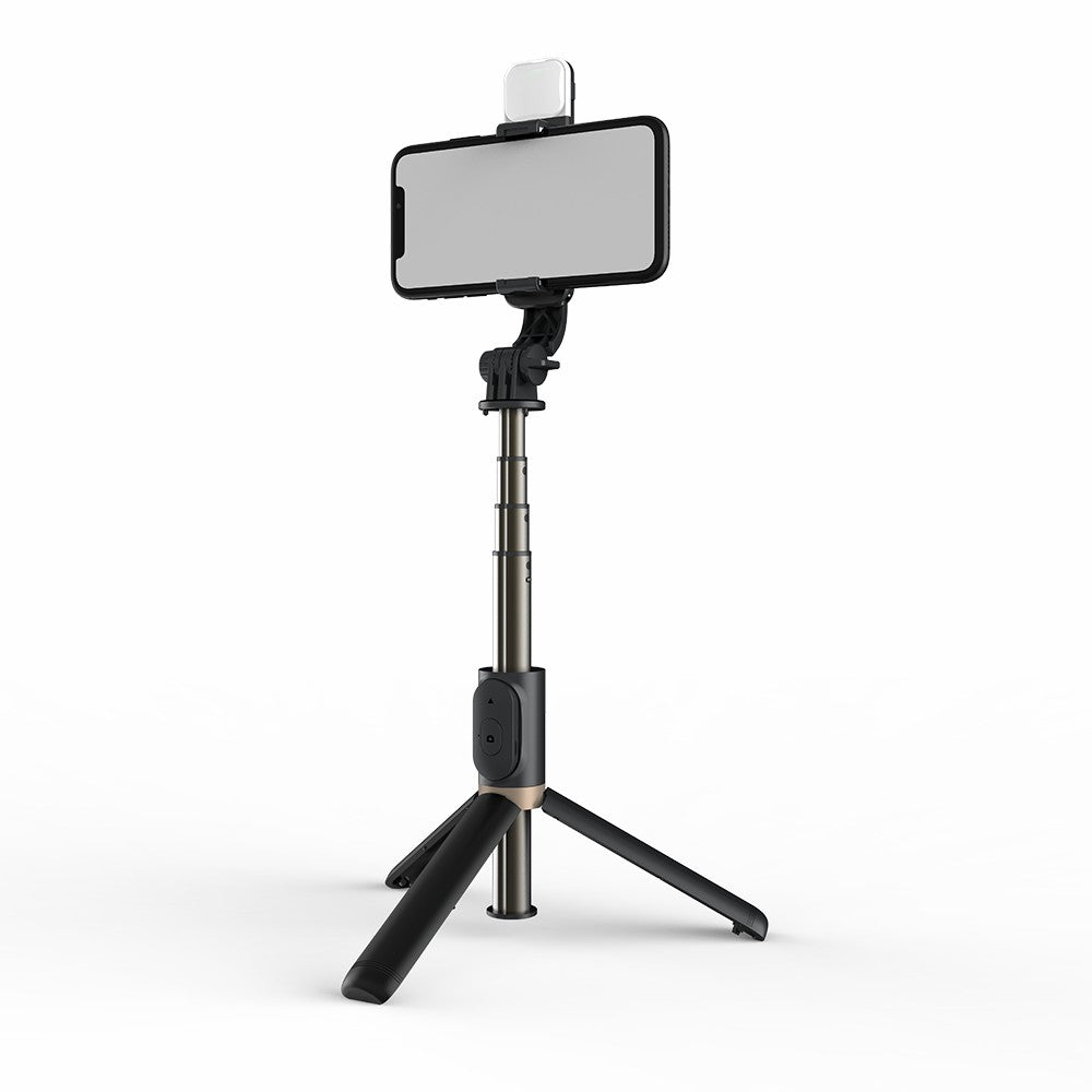 Q03s Aluminum Alloy Rod LED Beauty Fill Light Bluetooth Tripod Selfie Stick - Black