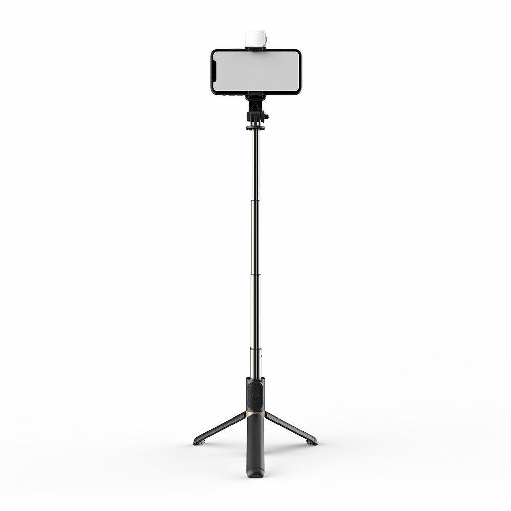 Q03s Aluminum Alloy Rod LED Beauty Fill Light Bluetooth Tripod Selfie Stick - Black