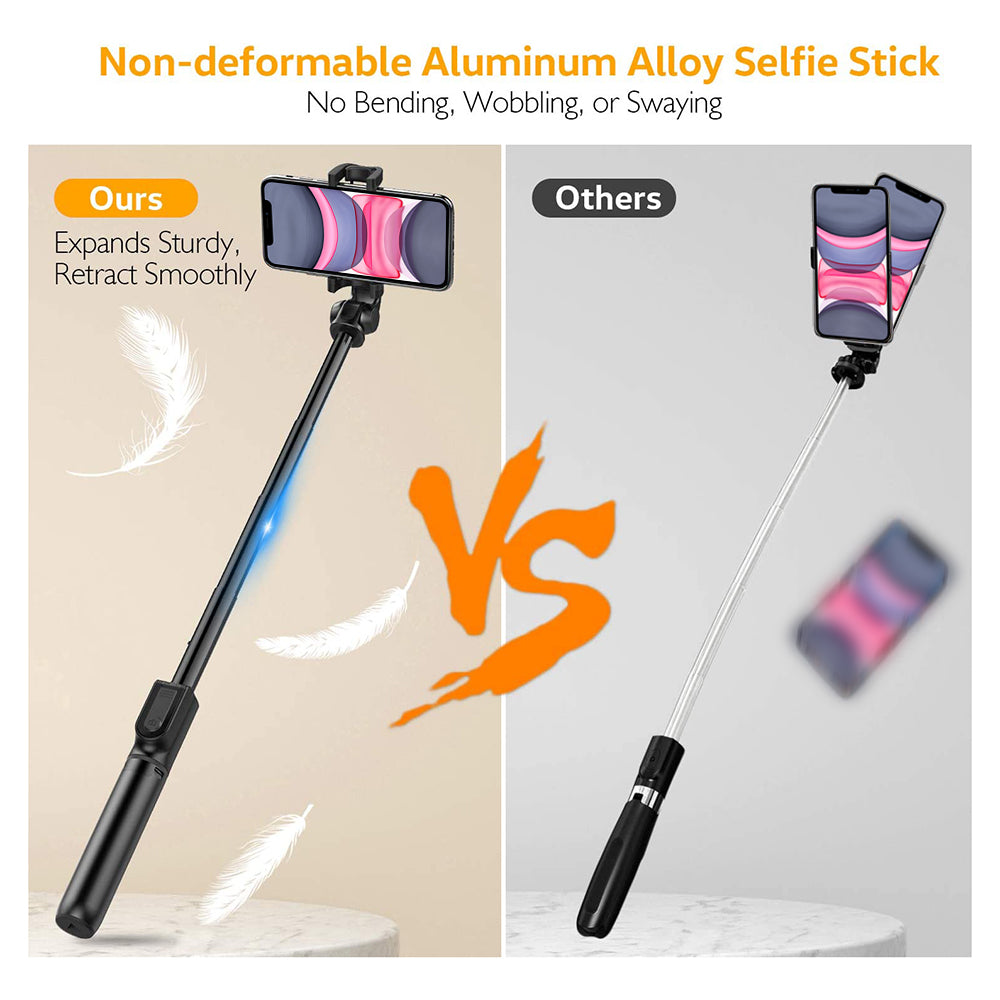 WONEW BR21 Anti-shake Tripod Bluetooth Selfie Stick - Black