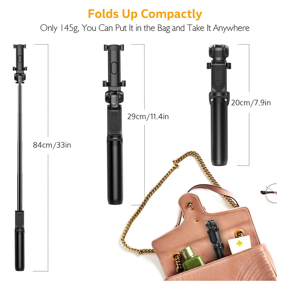 WONEW BR21 Anti-shake Tripod Bluetooth Selfie Stick - Black