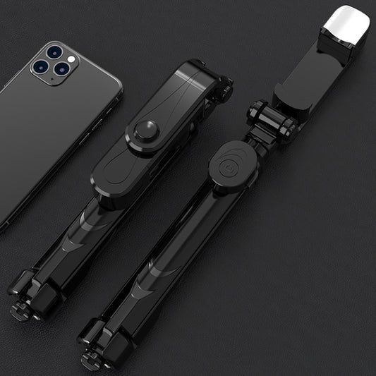 XT10s Bluetooth Remote Control 360 Degree Rotation Extendable Selfie Stick Tripod with Fill Light - Black