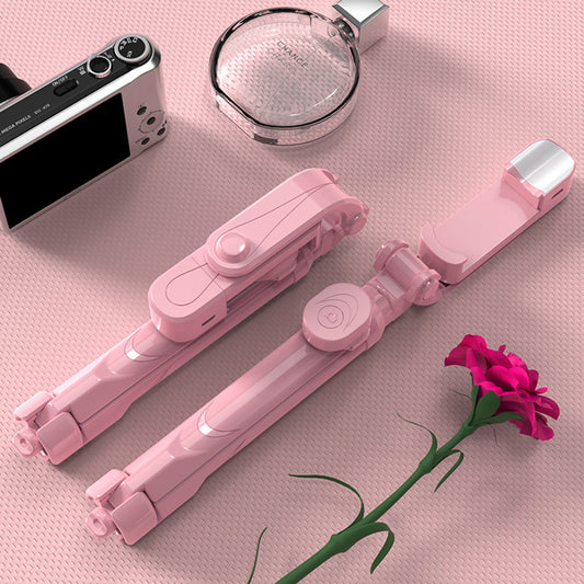 XT10s Bluetooth Remote Control 360 Degree Rotation Extendable Selfie Stick Tripod with Fill Light - Pink