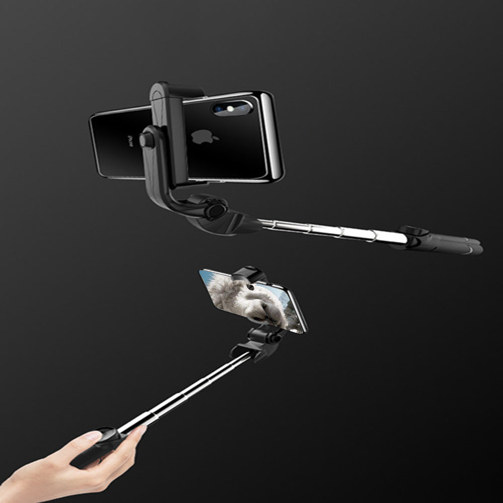 XT09 Bluetooth Remote Control 360 Degree Rotation Extendable Selfie Stick Tripod - Black