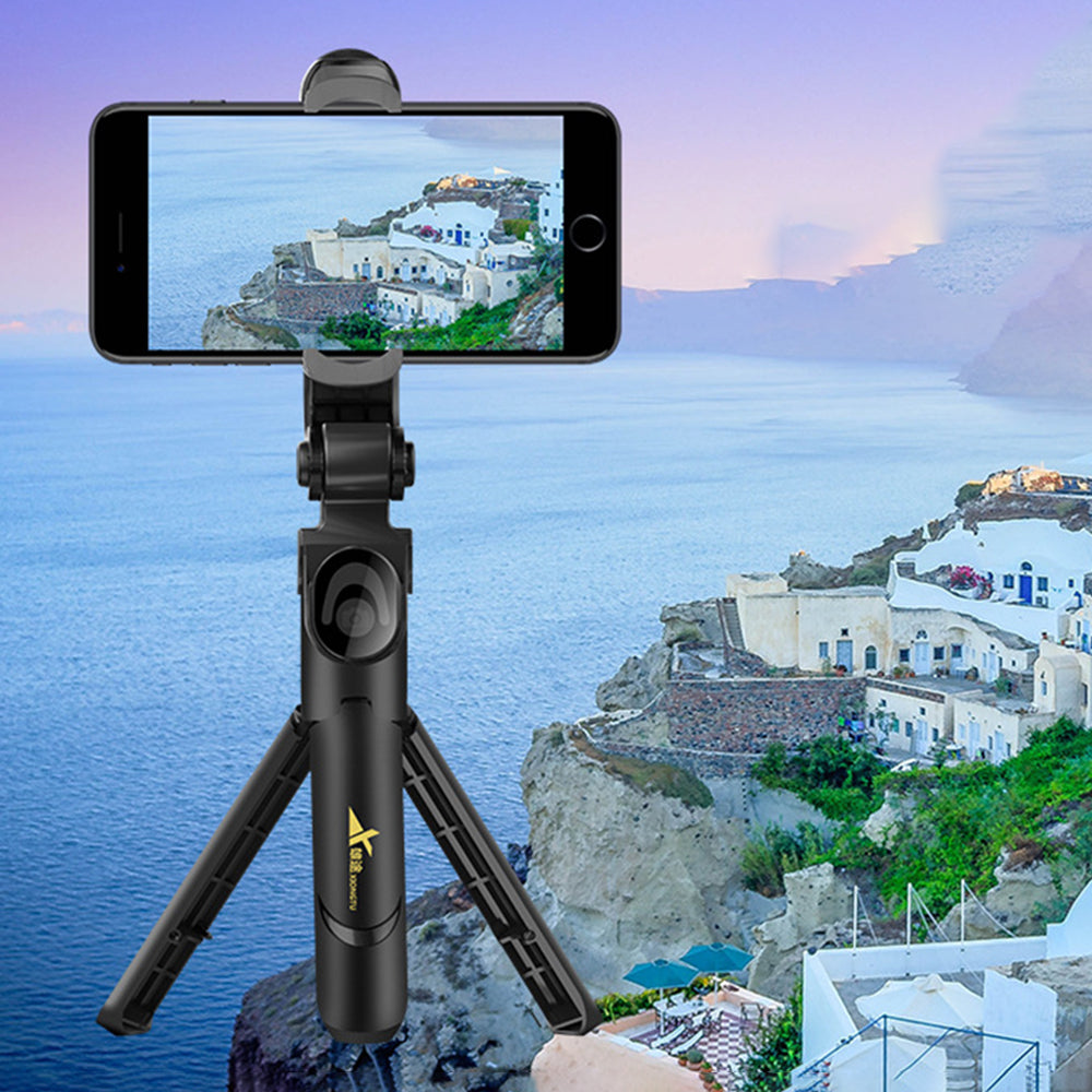 XT09 Bluetooth Remote Control 360 Degree Rotation Extendable Selfie Stick Tripod - Black