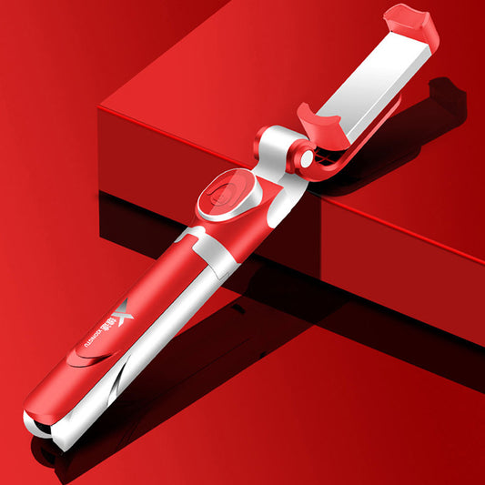XT09 Bluetooth Remote Control 360 Degree Rotation Extendable Selfie Stick Tripod - Red