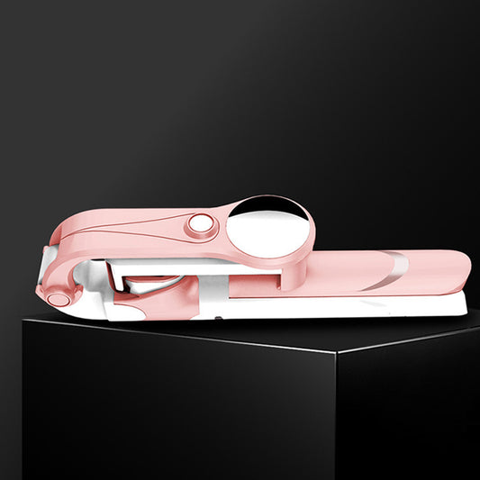 XT09s Bluetooth Remote Control 360 Degree Rotation Extendable Selfie Stick Tripod with Mirror - Pink