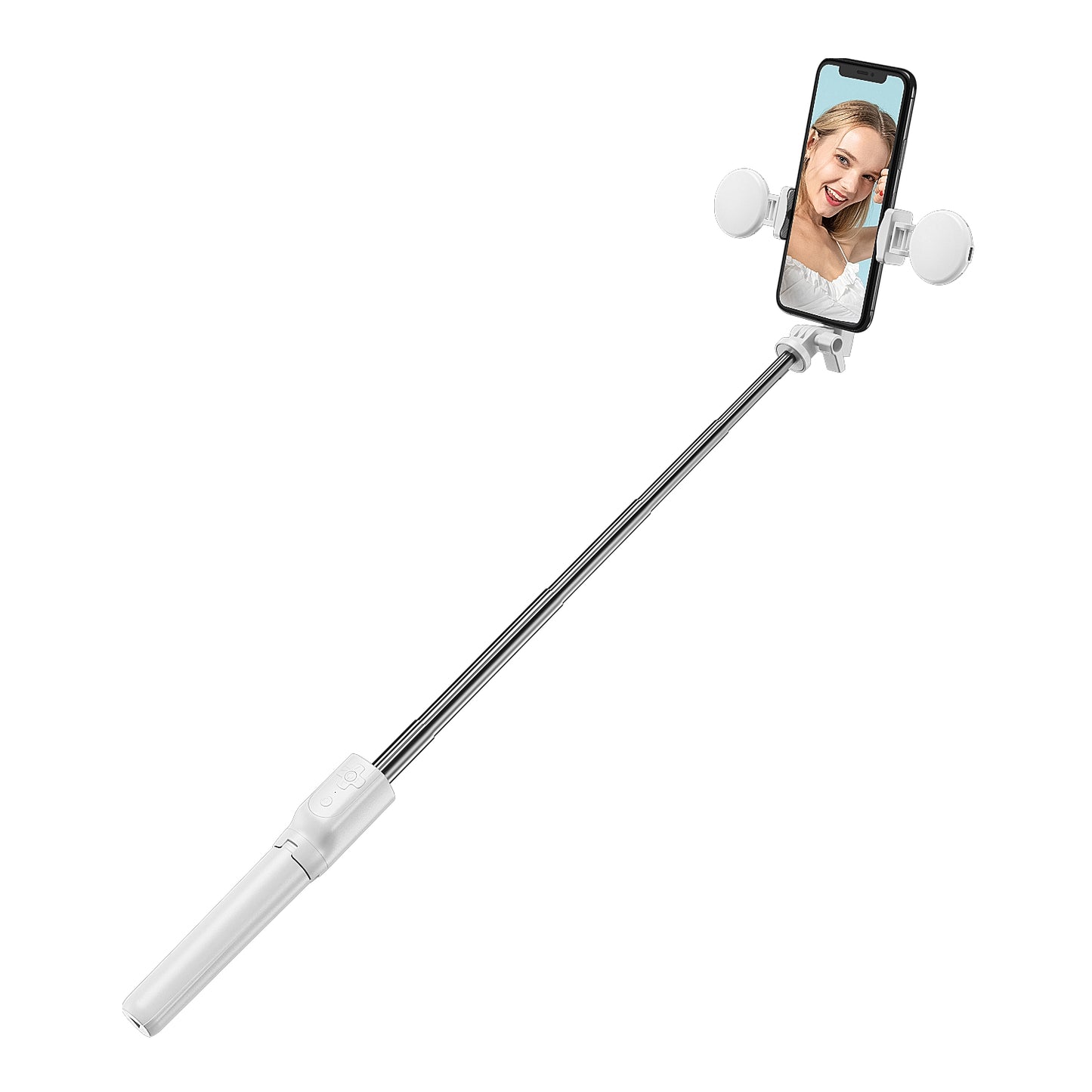 R8XPro Retractable Rod Dual--light Tripod Fill Light Selfie Stick with Bluetooth Remote Control[TikTok Version] - White