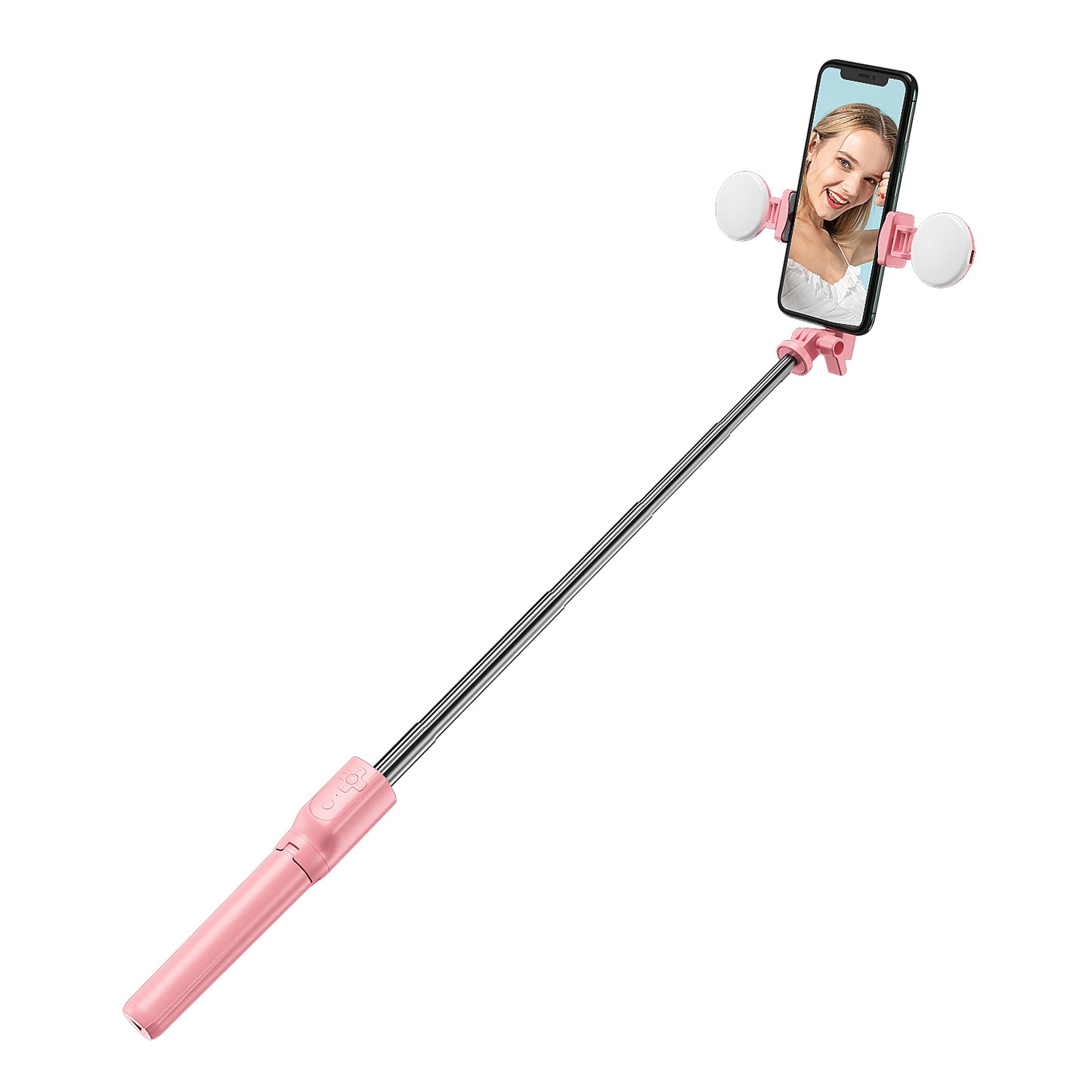 R8XPro Retractable Rod Dual--light Tripod Fill Light Selfie Stick with Bluetooth Remote Control[TikTok Version] - Pink