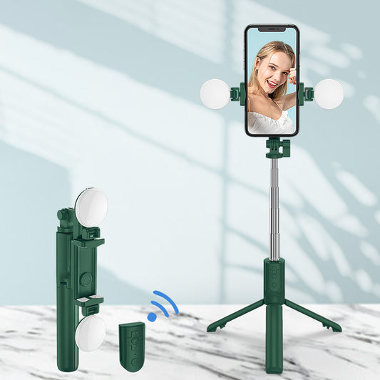 R8XPro Retractable Rod Dual--light Tripod Fill Light Selfie Stick with Bluetooth Remote Control[TikTok Version] - Dark Green