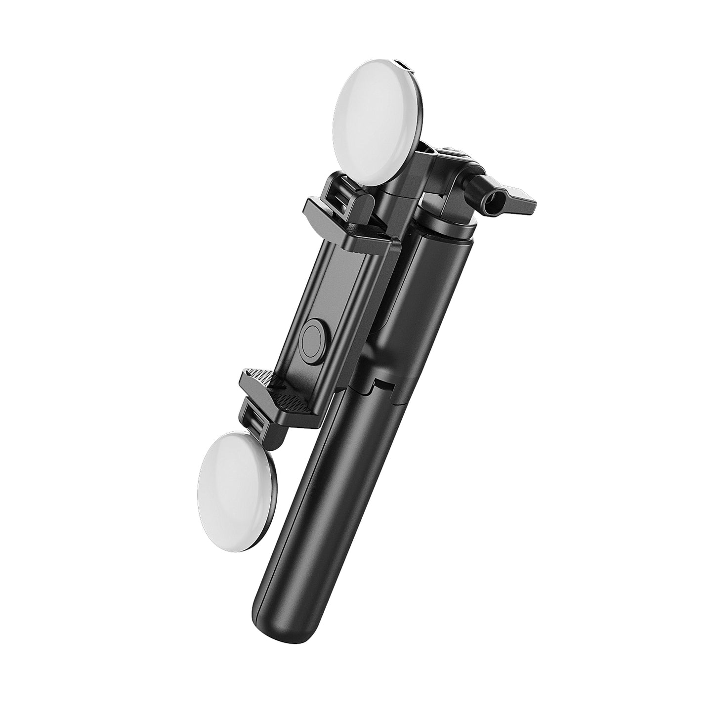 R8X Retractable Rod Dual-light Tripod Fill Light Selfie Stick with Bluetooth Remote Control[Single Button] - Black