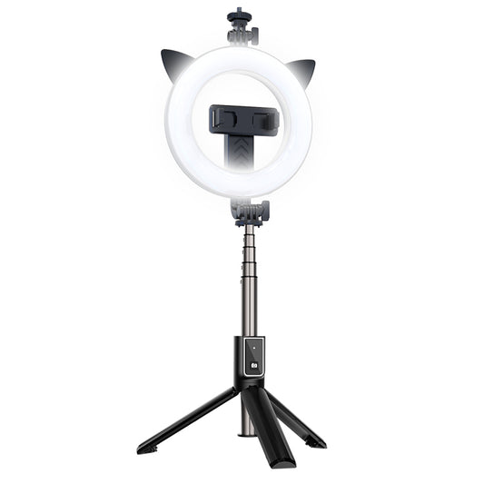 P40D 6inch Ring Light with Bluetooth Remote Control Retractable Selfie Stick Tripod - Cat Ears
