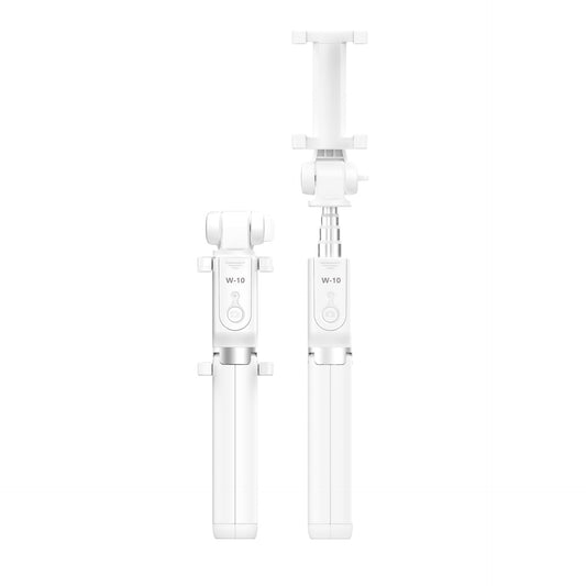 W-10 Bluetooth Multifunctional Selfie Stick Live Streaming Phone Holder Hidden Telescopic Tripod - White