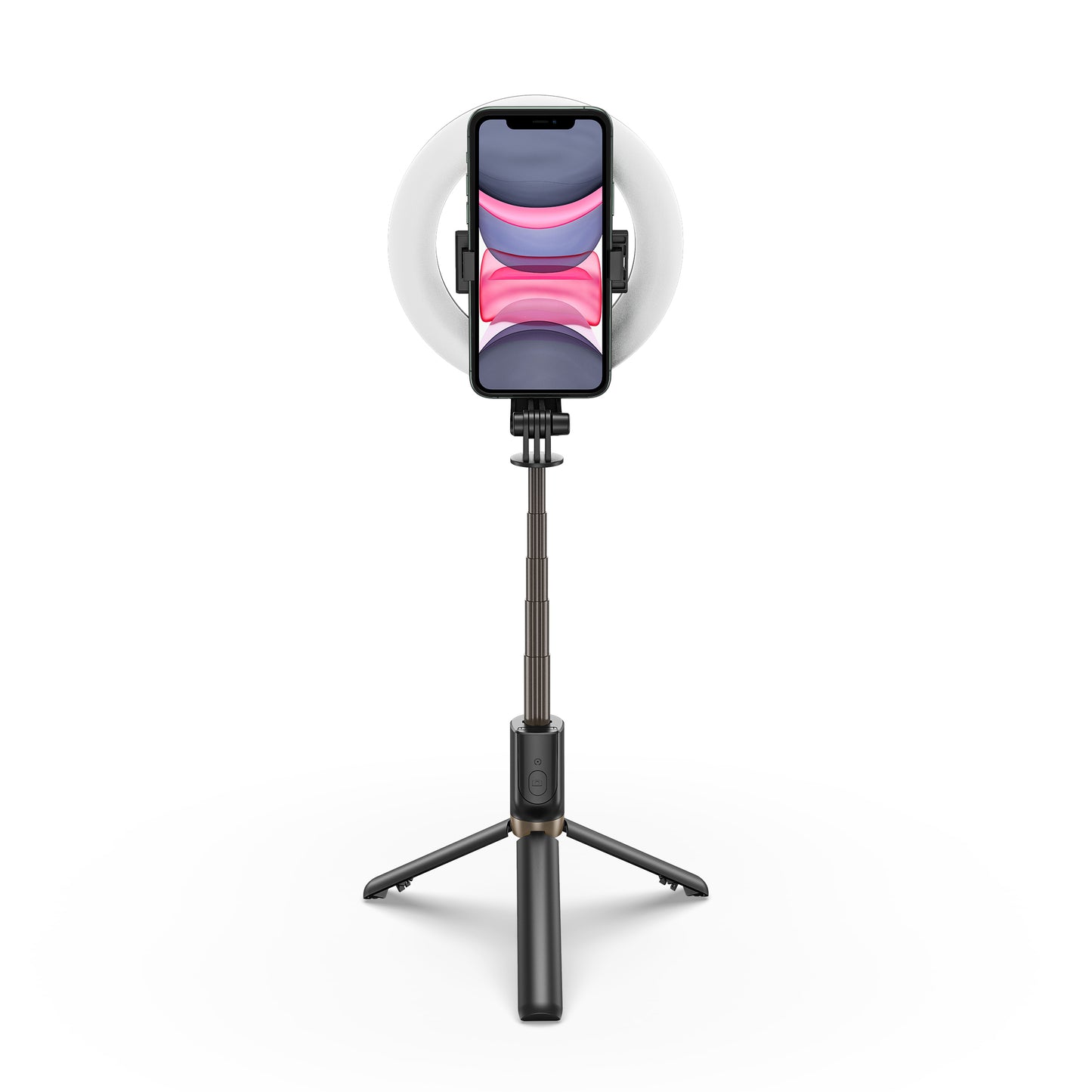 RG07 Wireless Bluetooth Selfie Stick Foldable Handheld Remote Shutter Tripod with RGB LED Ring Fill Light - White
