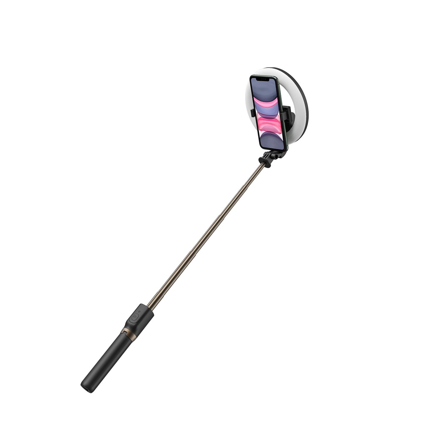 RG07 Wireless Bluetooth Selfie Stick Foldable Handheld Remote Shutter Tripod with RGB LED Ring Fill Light - White