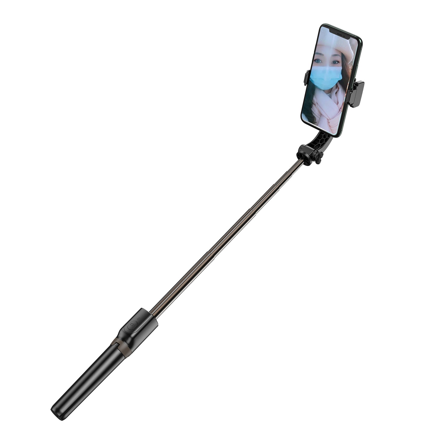 R15 Folding Anti-shake Mobile Phone Selfie Stick Stabilizer Adjustable Tripod Stand for iOS Android - Black