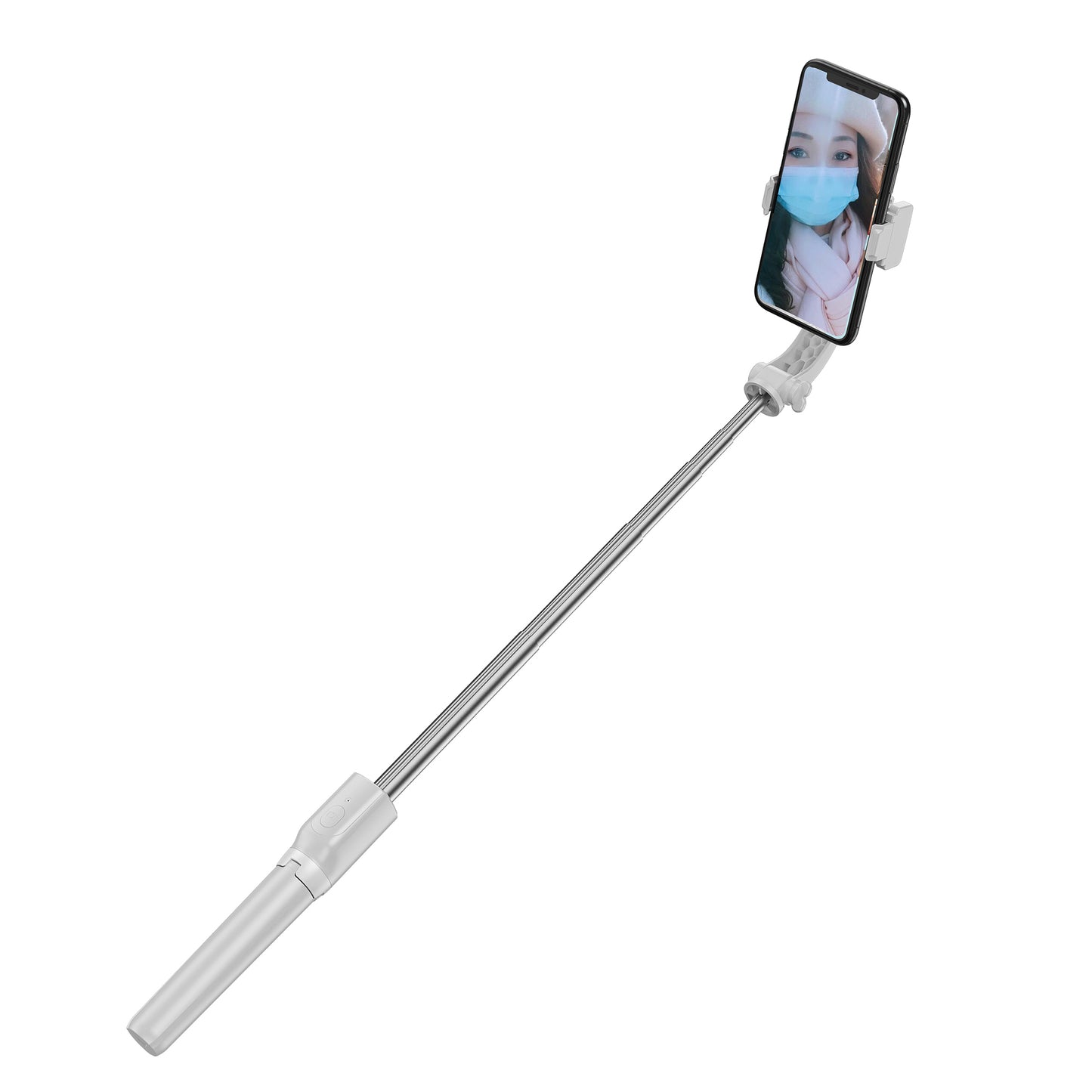 R15 Folding Anti-shake Mobile Phone Selfie Stick Stabilizer Adjustable Tripod Stand for iOS Android - White