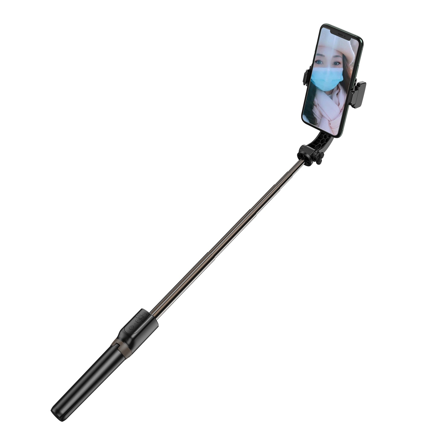 R15 PRO Telescopic Tripod Stand Folding Anti-shake Mobile Phone Selfie Stick Stabilizer for iOS Android - Black