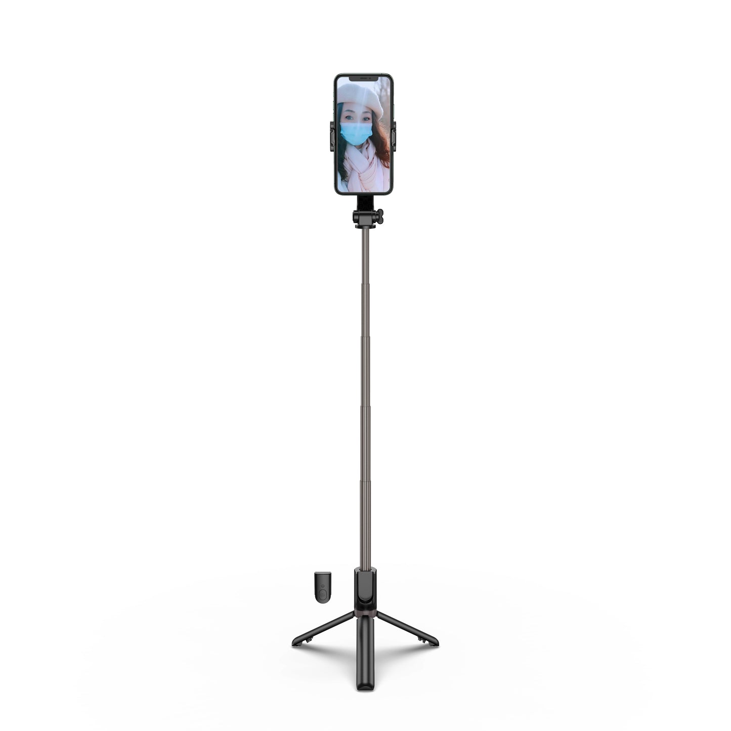 R15 PRO Telescopic Tripod Stand Folding Anti-shake Mobile Phone Selfie Stick Stabilizer for iOS Android - Black