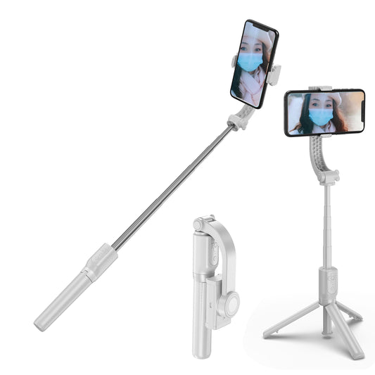 R15 PRO Telescopic Tripod Stand Folding Anti-shake Mobile Phone Selfie Stick Stabilizer for iOS Android - White