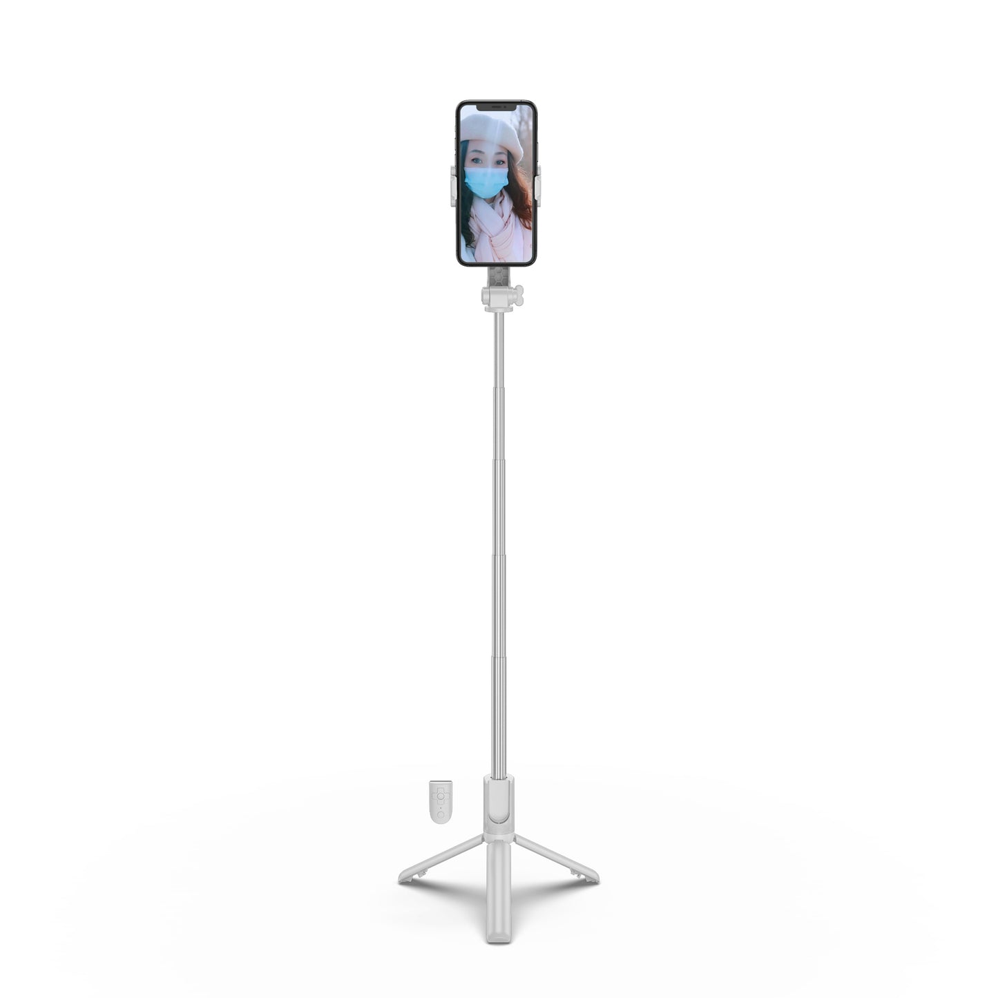 R15 PRO Telescopic Tripod Stand Folding Anti-shake Mobile Phone Selfie Stick Stabilizer for iOS Android - White