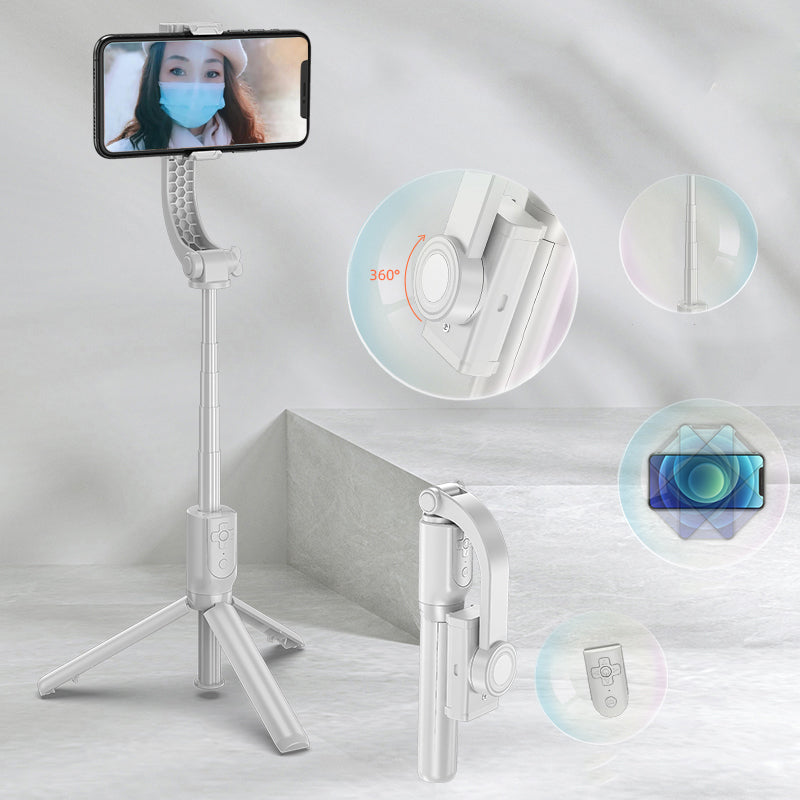 R15 PRO Telescopic Tripod Stand Folding Anti-shake Mobile Phone Selfie Stick Stabilizer for iOS Android - White