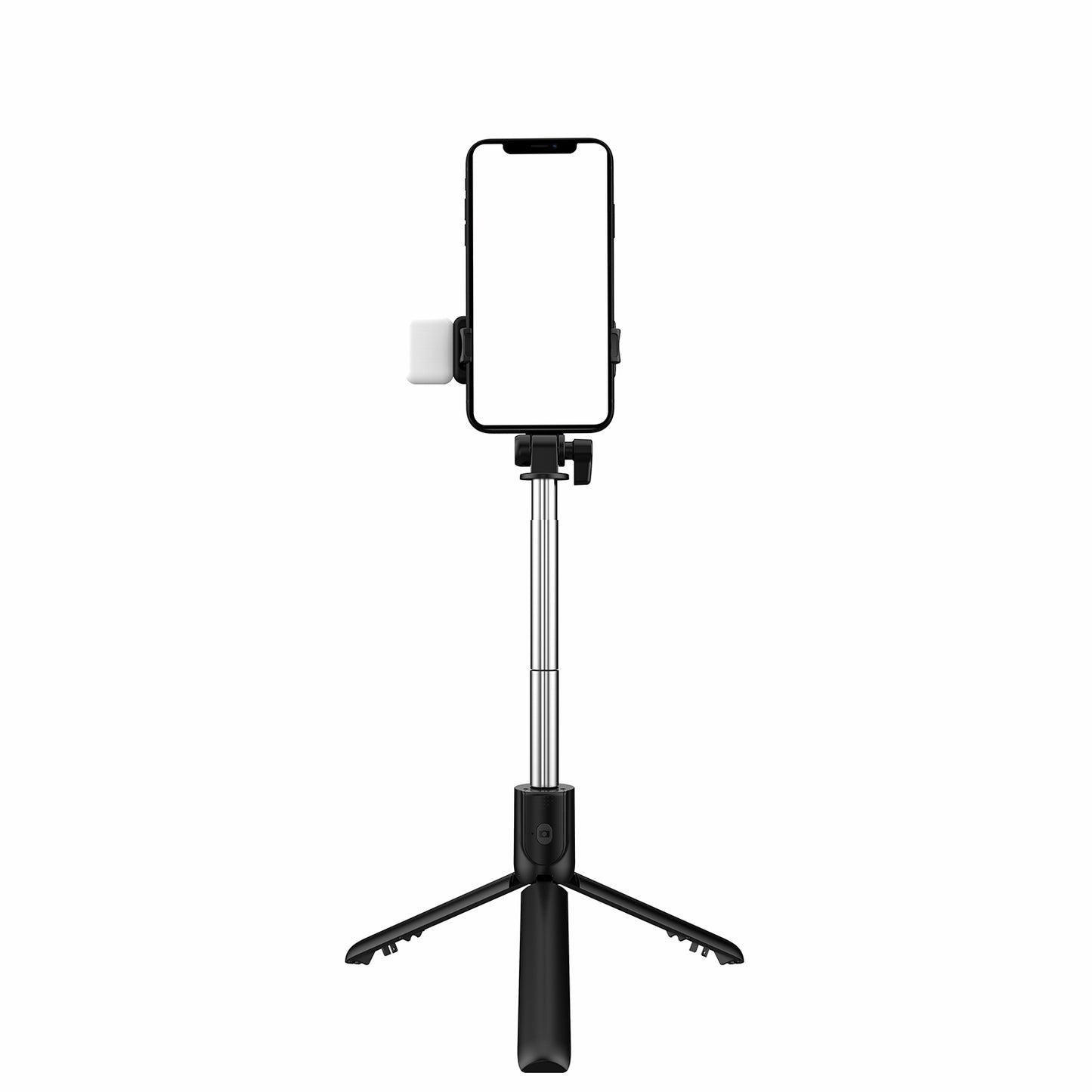 R1S Bluetooth Remote Control 360 Degree Rotation Folding Telescopic Selfie Stick Tripod with Fill Light - Black