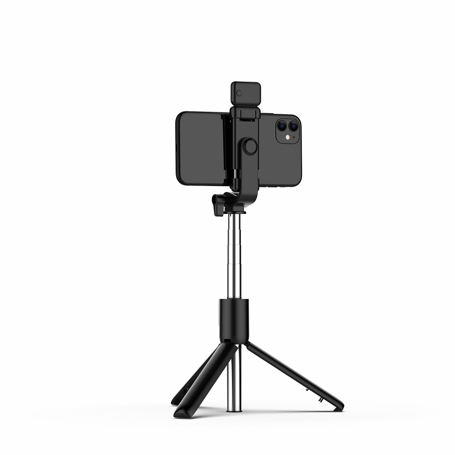 R1S Bluetooth Remote Control 360 Degree Rotation Folding Telescopic Selfie Stick Tripod with Fill Light - Black