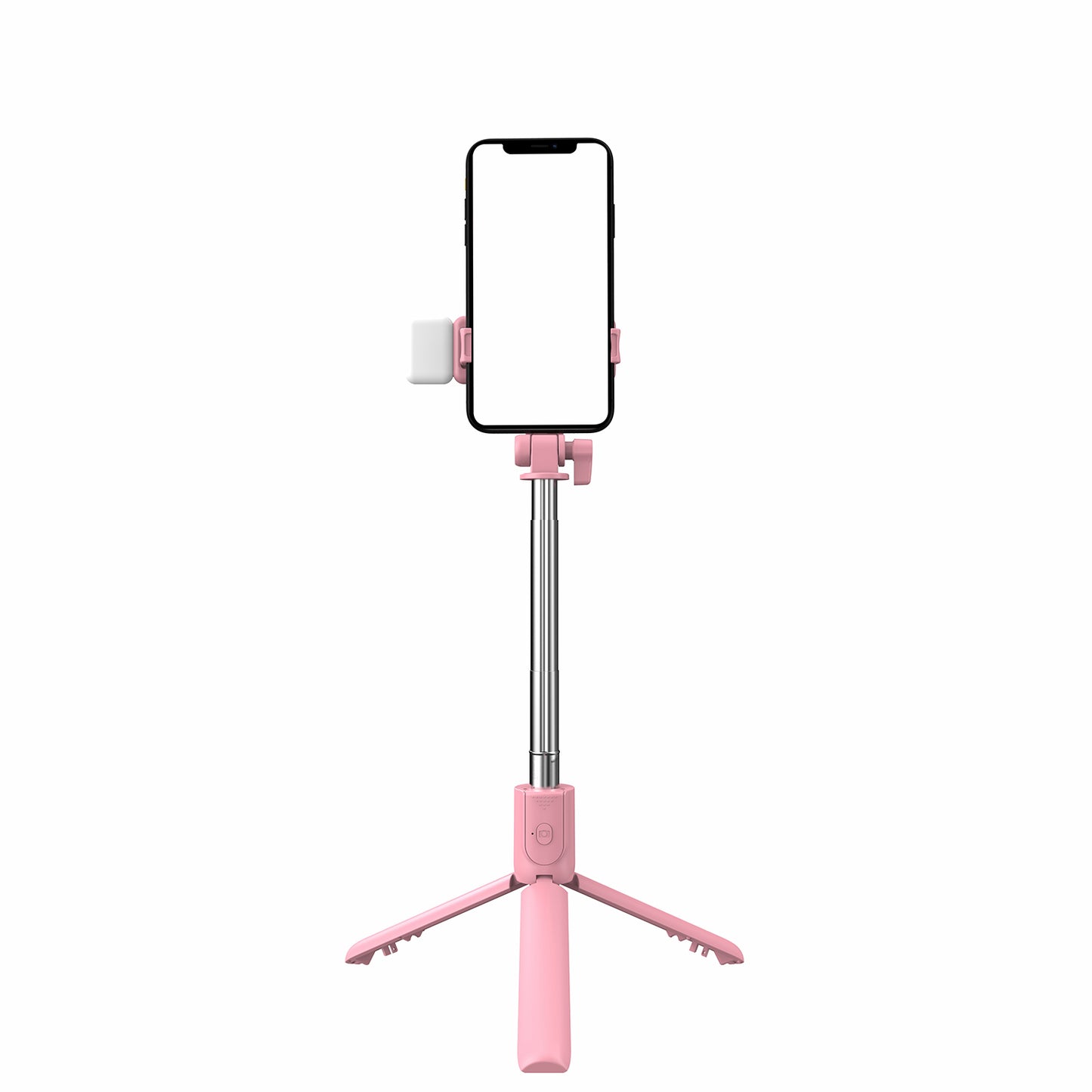 R1S Bluetooth Remote Control 360 Degree Rotation Folding Telescopic Selfie Stick Tripod with Fill Light - Pink