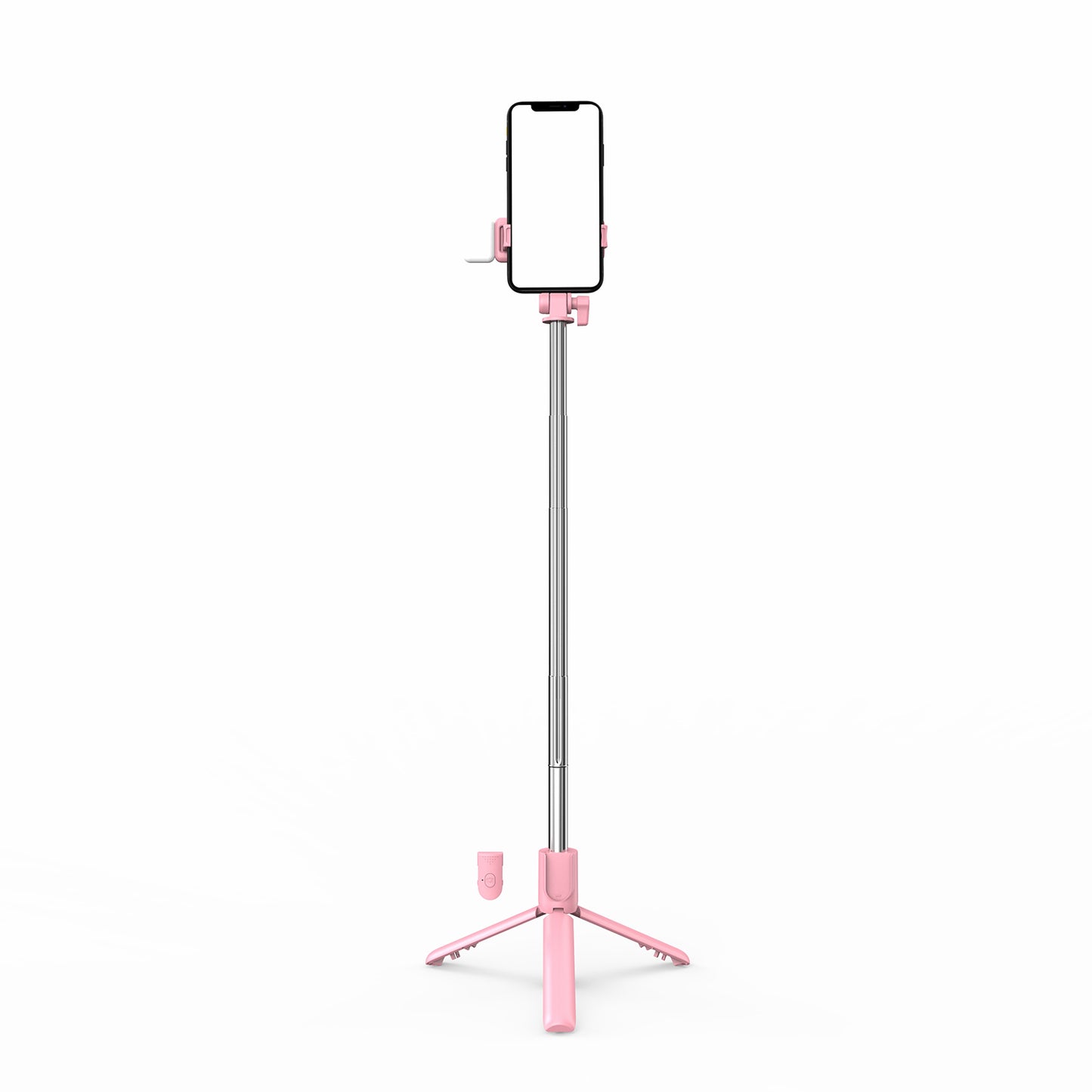 R1S Bluetooth Remote Control 360 Degree Rotation Folding Telescopic Selfie Stick Tripod with Fill Light - Pink