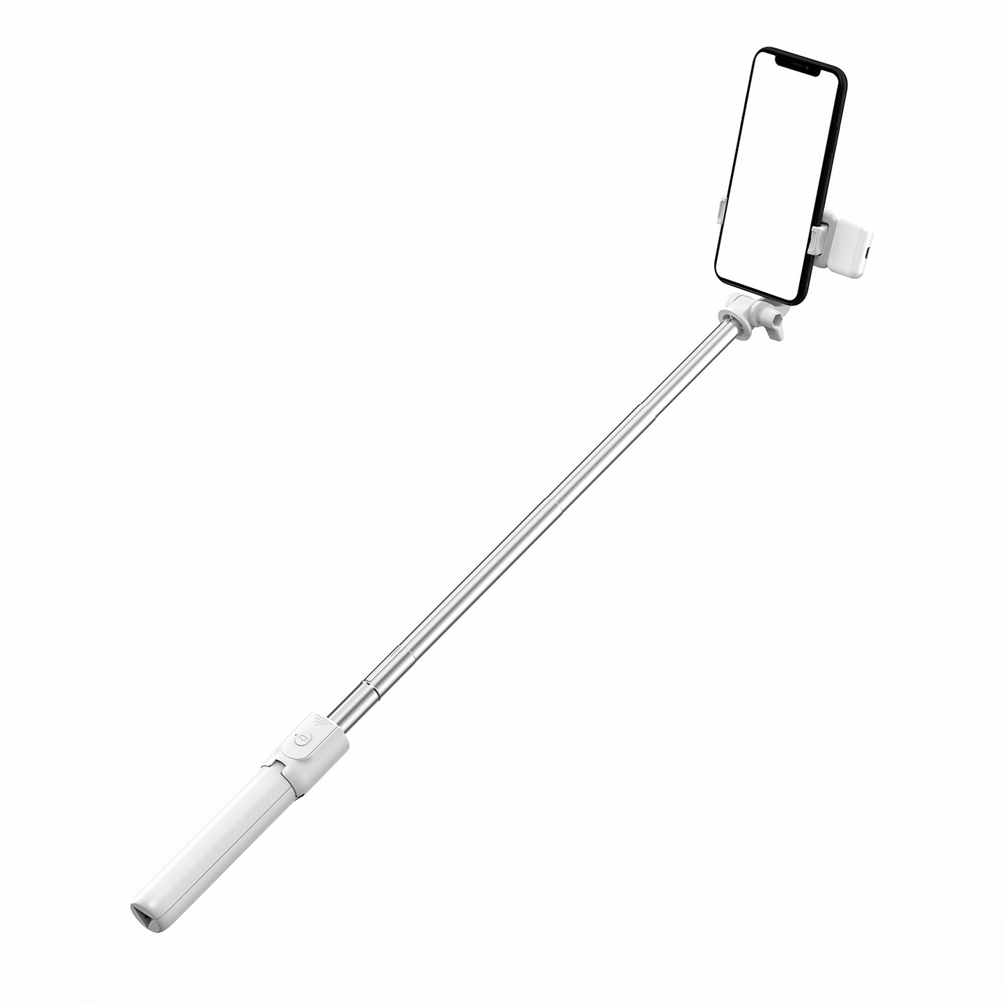 R1S Bluetooth Remote Control 360 Degree Rotation Folding Telescopic Selfie Stick Tripod with Fill Light - White