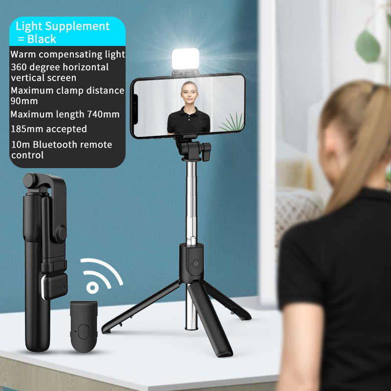 R1Spro Double LED Square Fill Lamp Self-timer Rod - Black